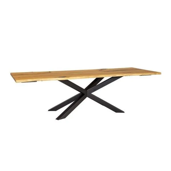 Stół metalowo - dębowy 200(280)x100/4,0 ST389 naturalny DREWMAX - 52626