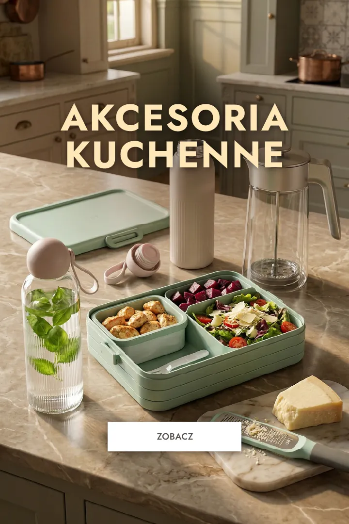 akcesoria kuchenne, pojemnik na lunch, kuchenka, butelka na wodę, deska do krojenia