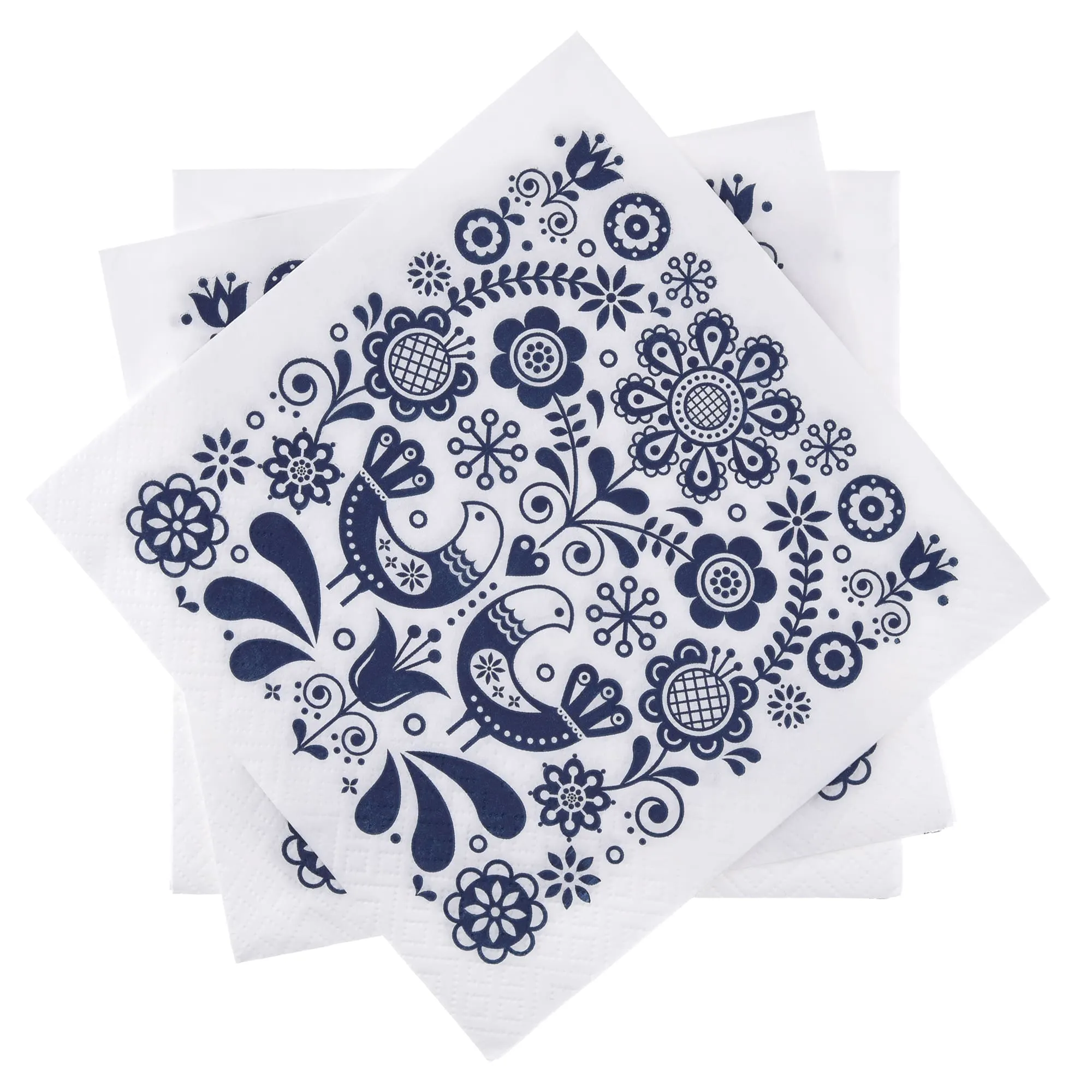 PAW SERWETKI FOLK STAMP 33X33CM serwetki, niebieskie, wzór florystyczny, papierowe, tłoczone