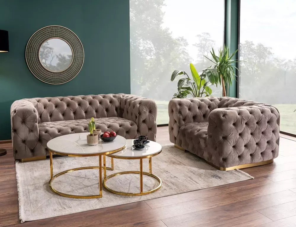 Zestaw stolików kawowych PORTAFINO A 2 sztuki efekt marmuru - PORTAFINOABZFI60