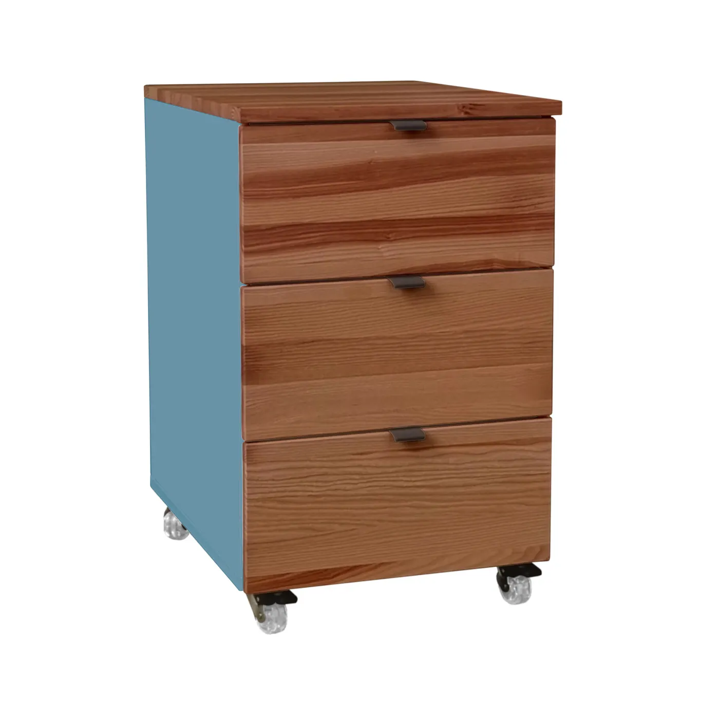 Kontenerek pod biurko z szufladami LUKA na kółkach 41x50 niebieski/kolor dębu