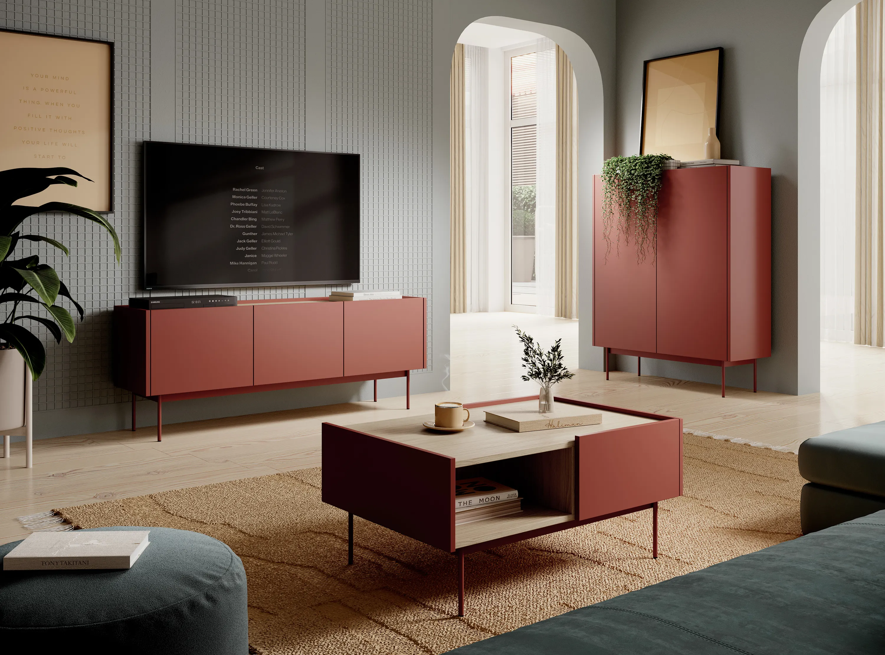 Szafka RTV 3-drzwiowa COLOR ceglasty