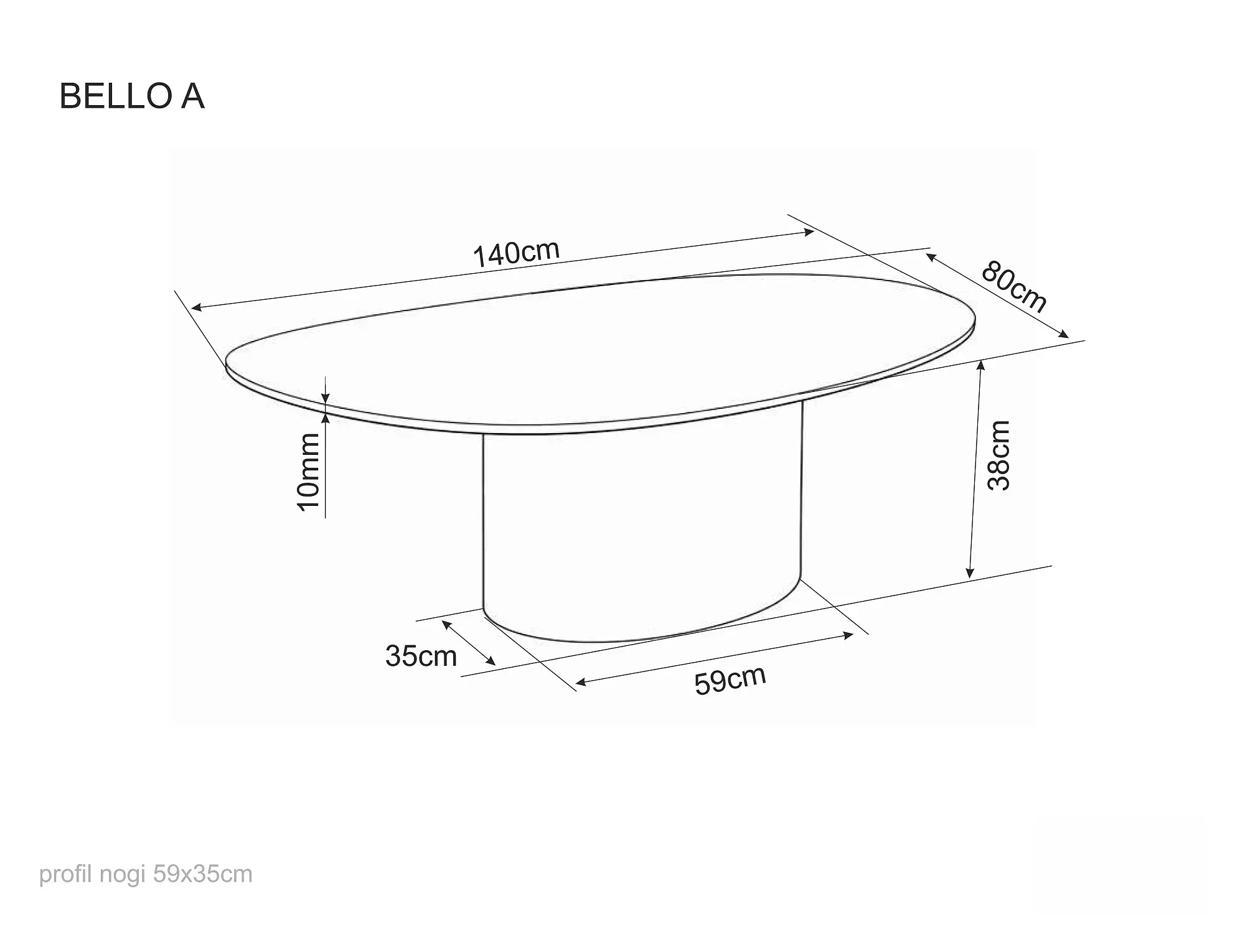 stół okrągły, blat okrągły, podstawa stołu, średnica 140 cm, wysokość 38 cm