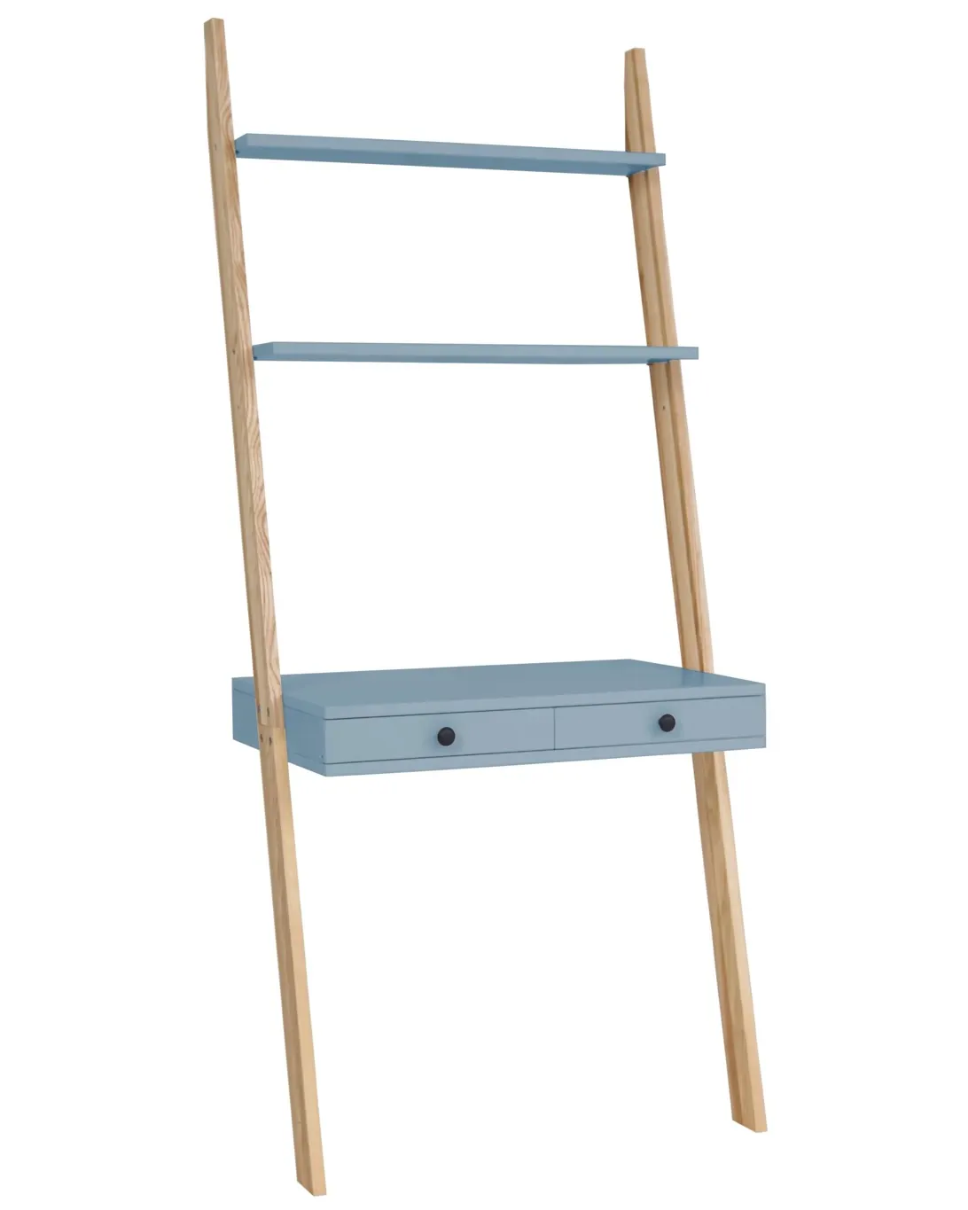 Biurko pionowe z szufladami i półkami LENO 79x183 jasnoniebieski blat/jesionowe nogi Biurko pionowe z szufladami i półkami LENO 79x183 jasnoniebieski blat/jesionowe nogi