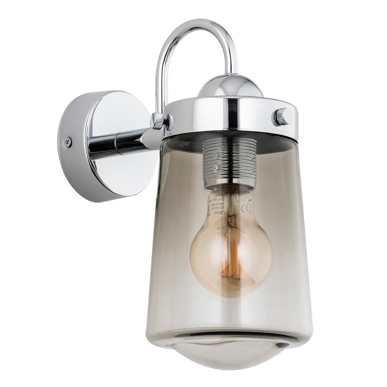 Kinkiet PASADENA metalowy chrom dymione szkło 26x12 cm - 4718