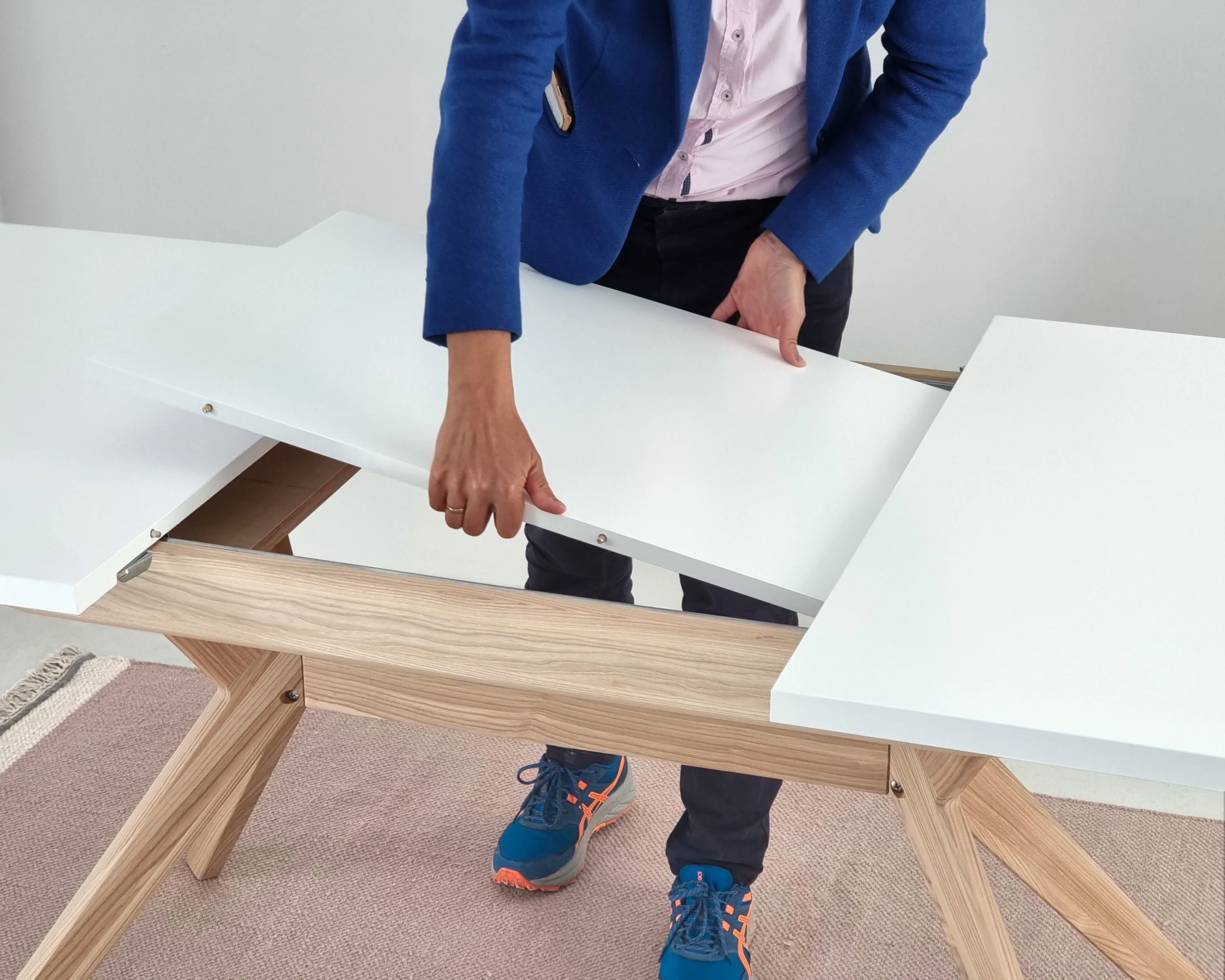 Stół rozkładany BIJU 90x170-220cm biały naturalny - RGBTBREC_1