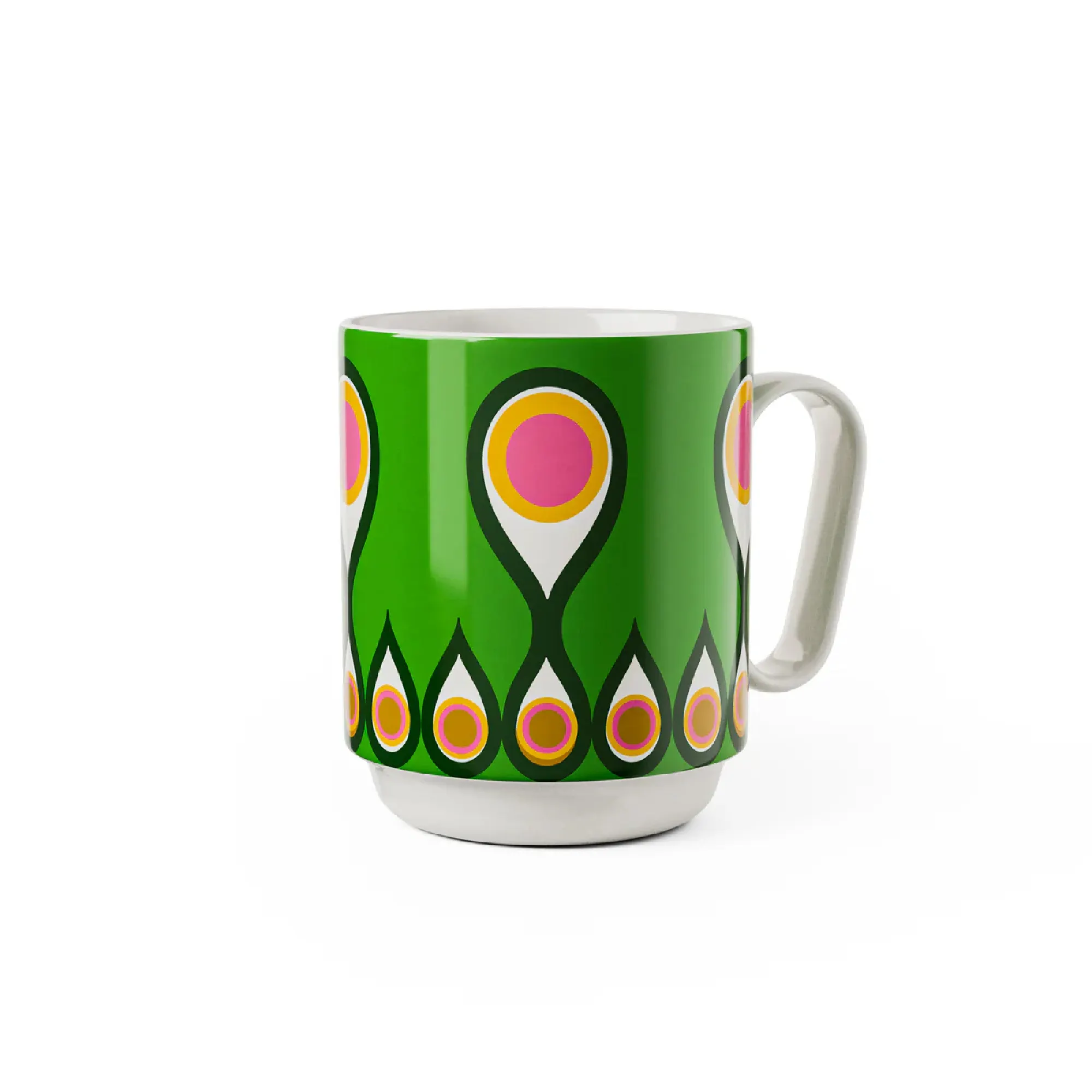 kubek, mug, zielony, wzór, okno-kropka