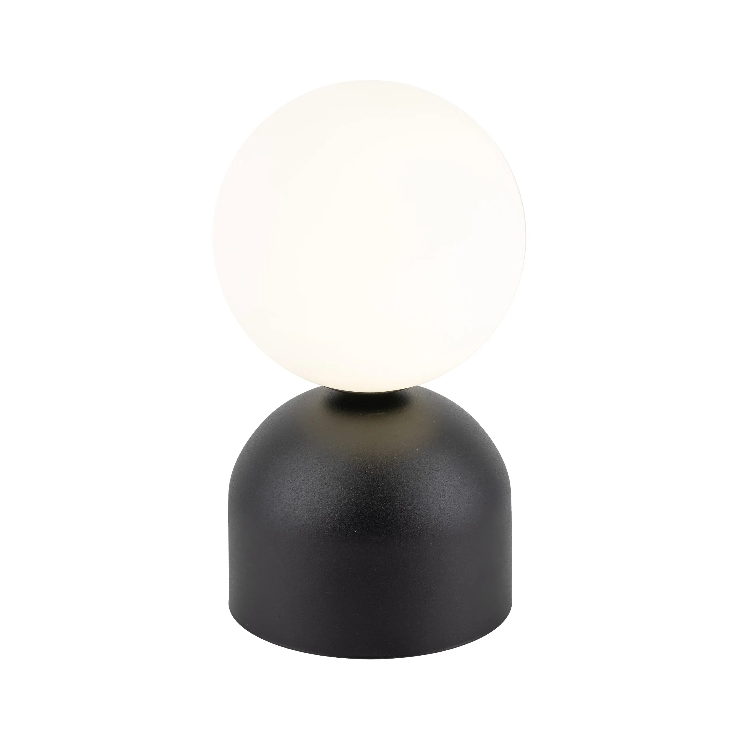 Lampka nocna MIKI czarna z białym okrągłym szklanym kloszem 21x12cm - TK_16044