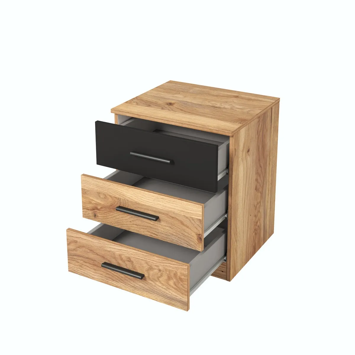 Szafka nocna BETA 22 z szufladami dąb mauvella czarna 46x45x41cm - 22MW1622