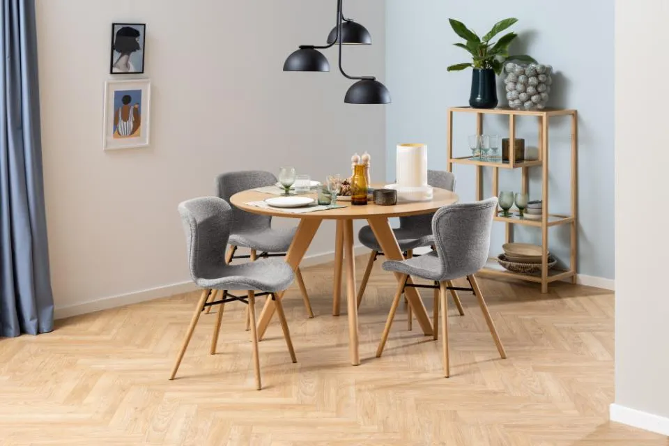 Krzesło tapicerowane DOREN Szary, Dąb olejowany ( zestaw 2 sztuk ) - H000022425