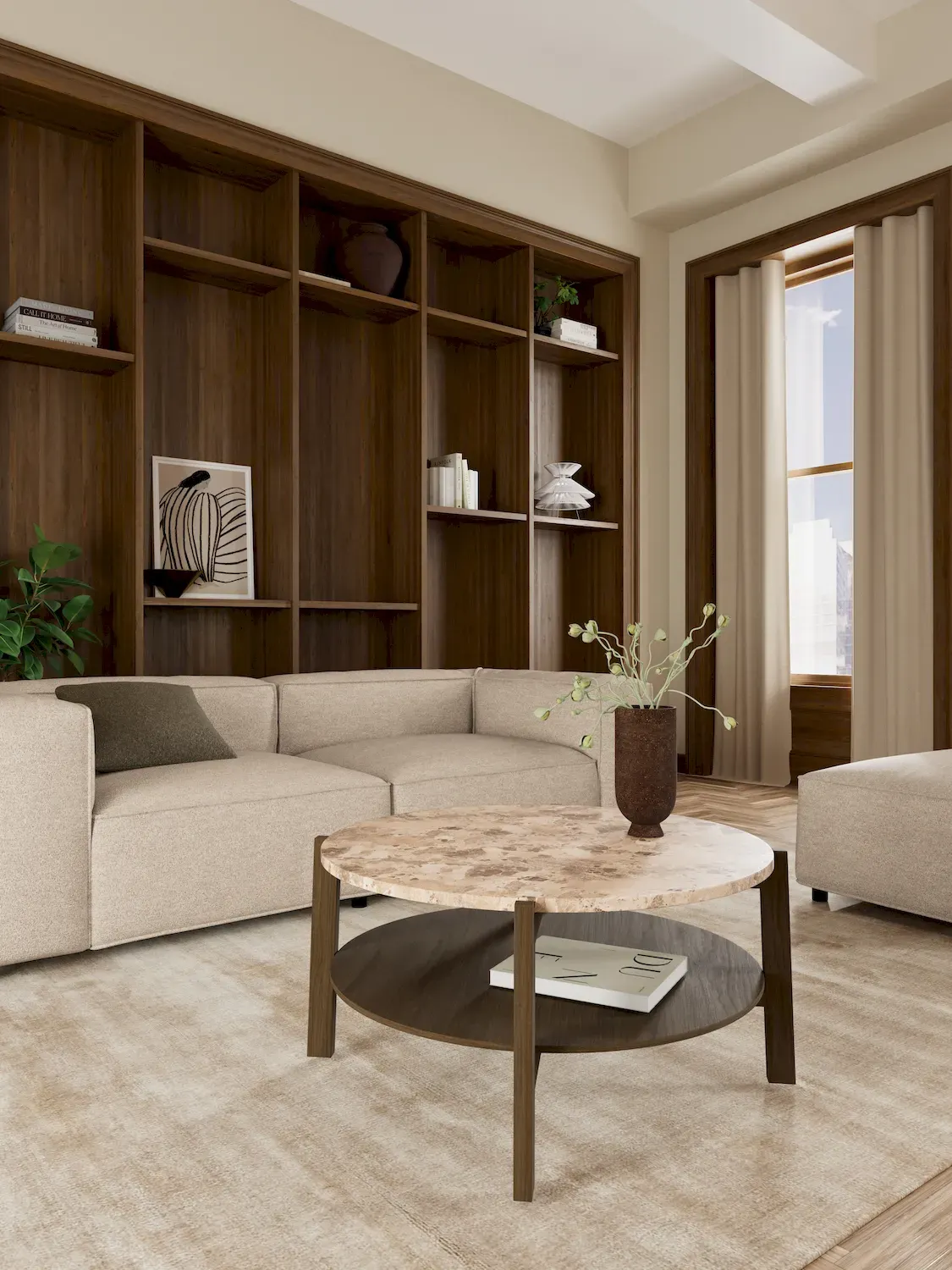 Stolik kawowy DORSETT 80 cm latte dąb wędzony - H000025775