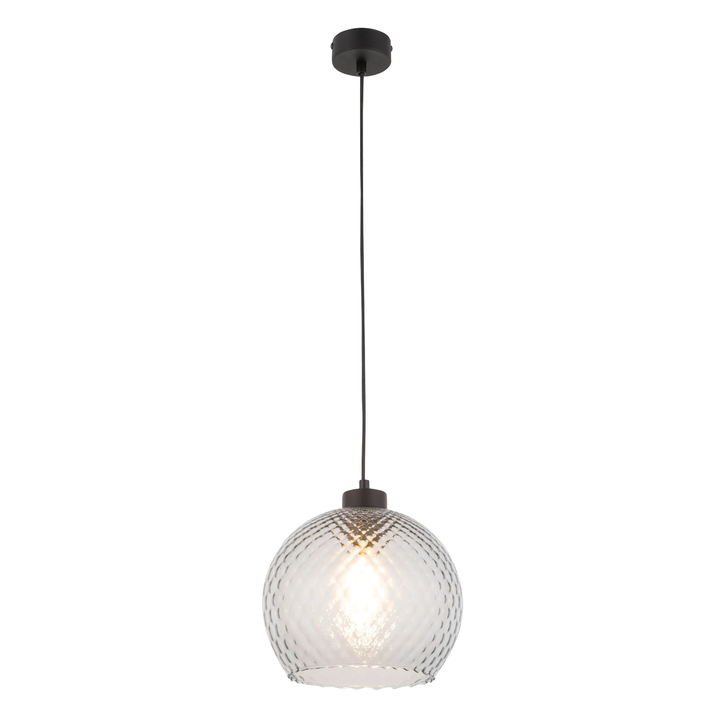 Lampa wisząca DEVON czarna z szarym kryształowym okrągłym kloszem 170x25cm - TK_4626