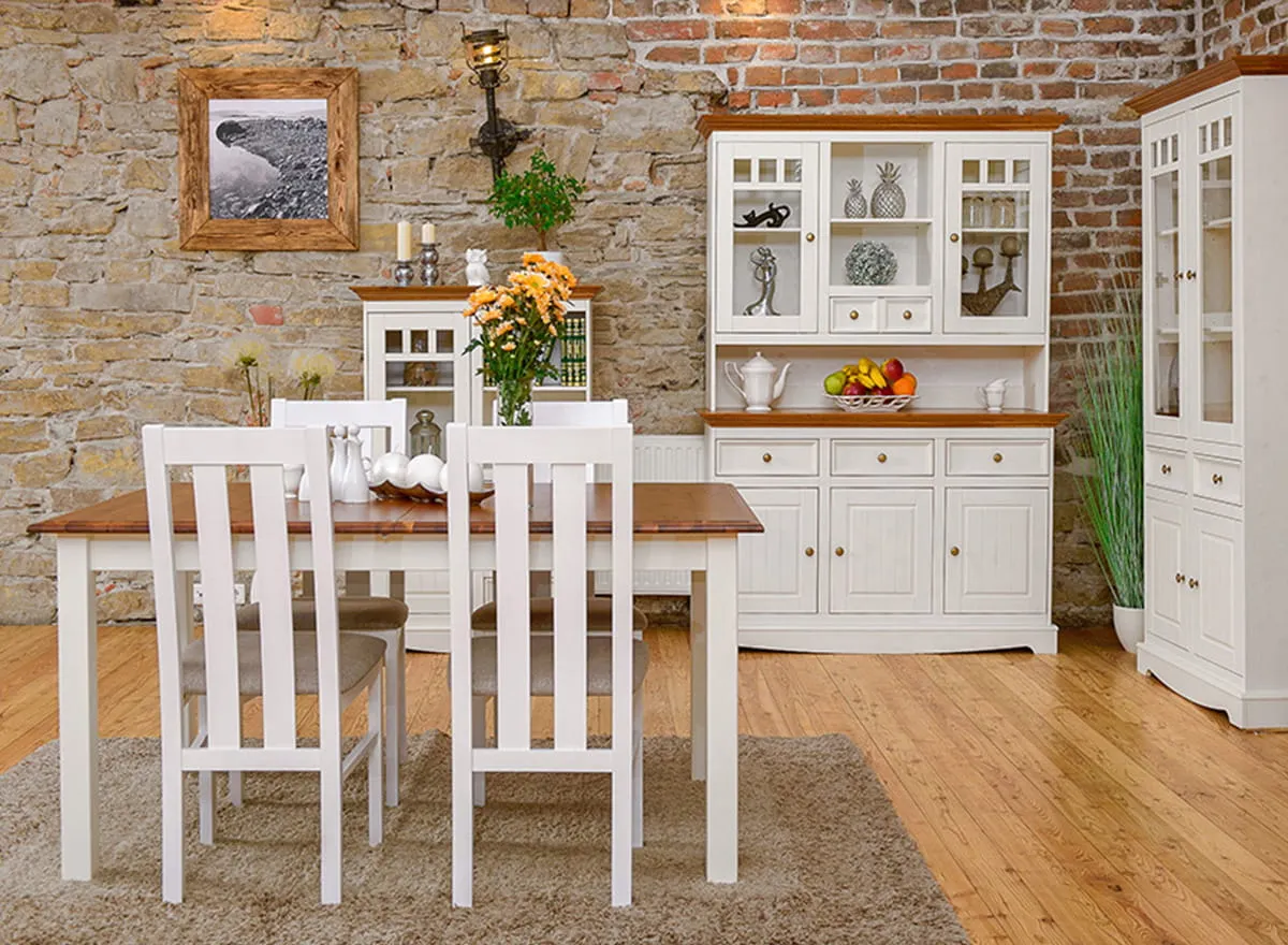 Stół sosnowy rozkładany Belluno Elegante 93x(150-197) biały-dąb - PL022B/D