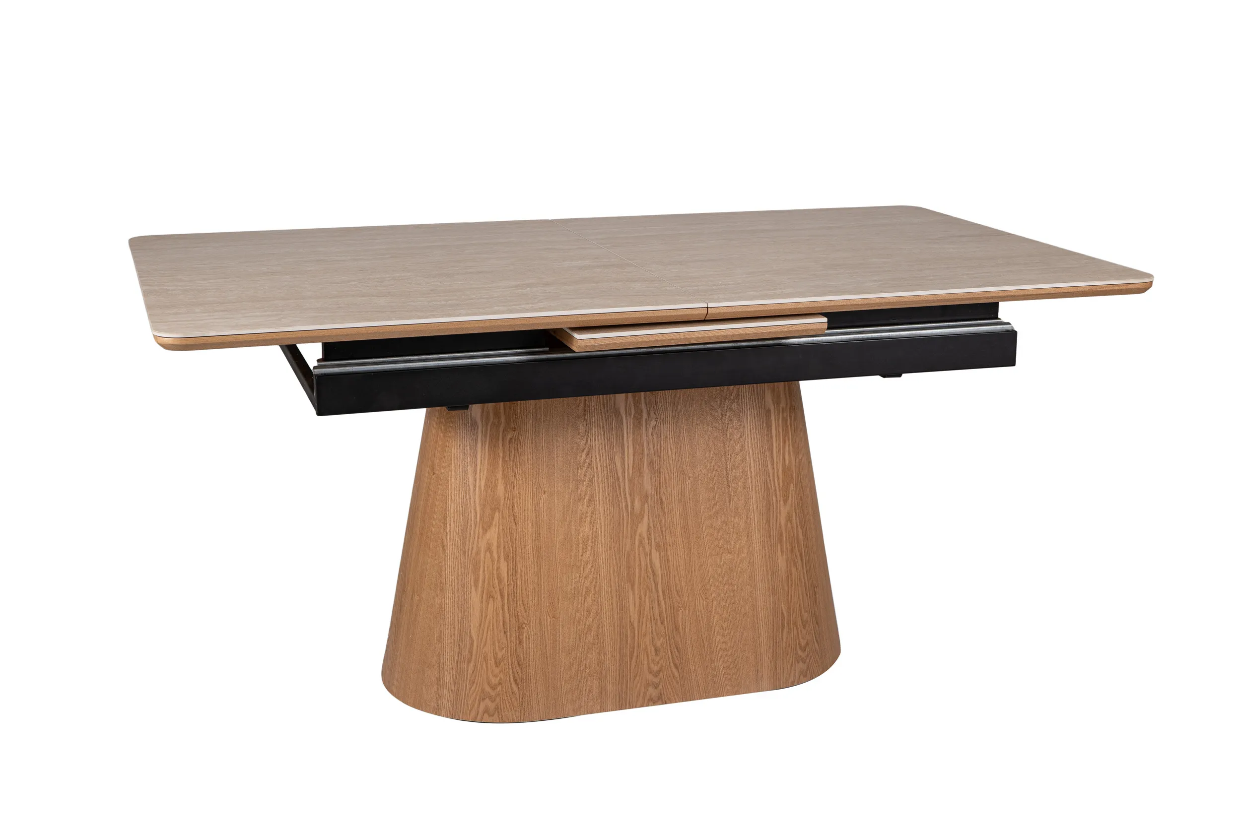 Stół rozkładany ceramiczny MONACO 160(200)x90 beżowo-drewniany