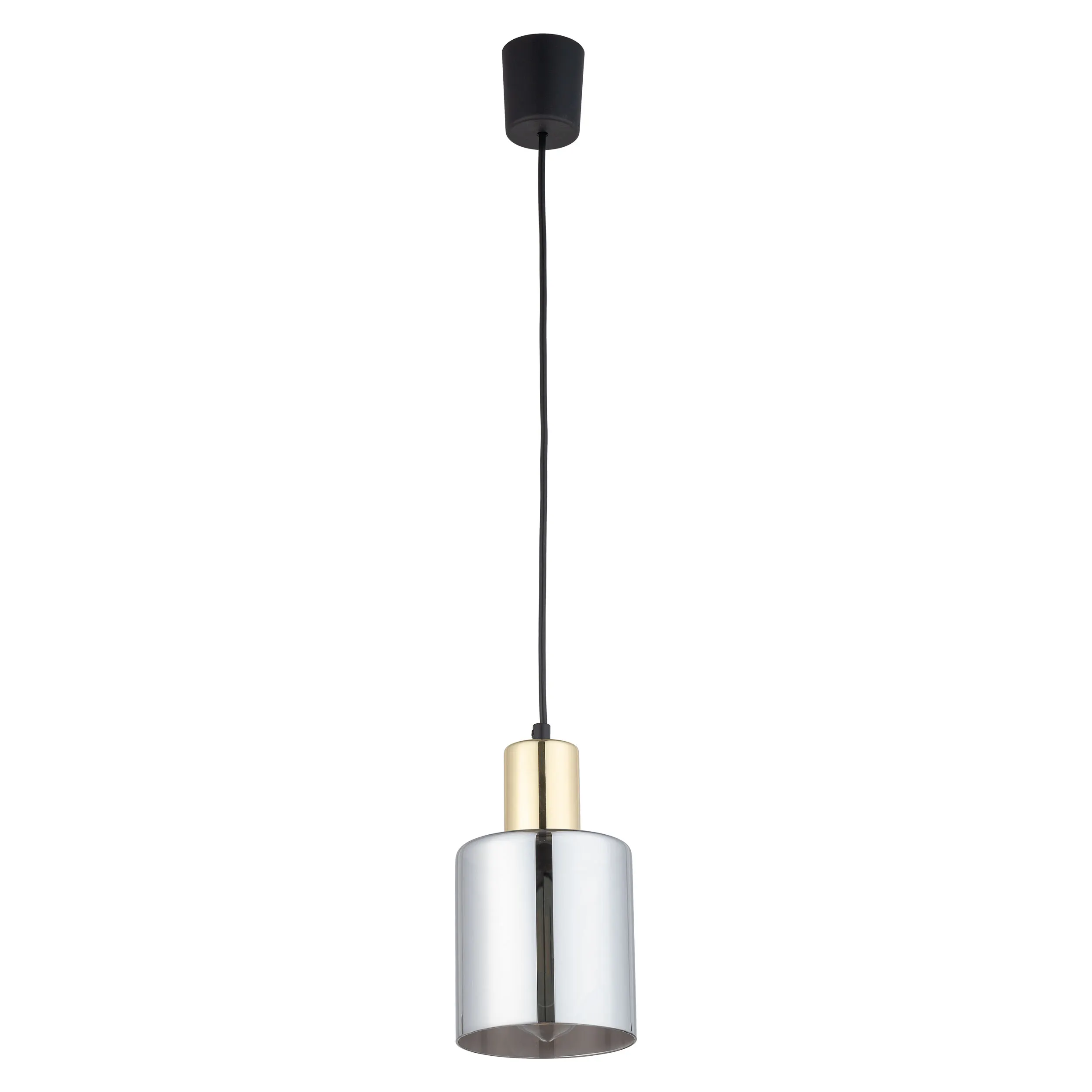 Lampa wisząca SIERRA czarna ze złotym elementem szary lustrzany szklany klosz 110x12cm