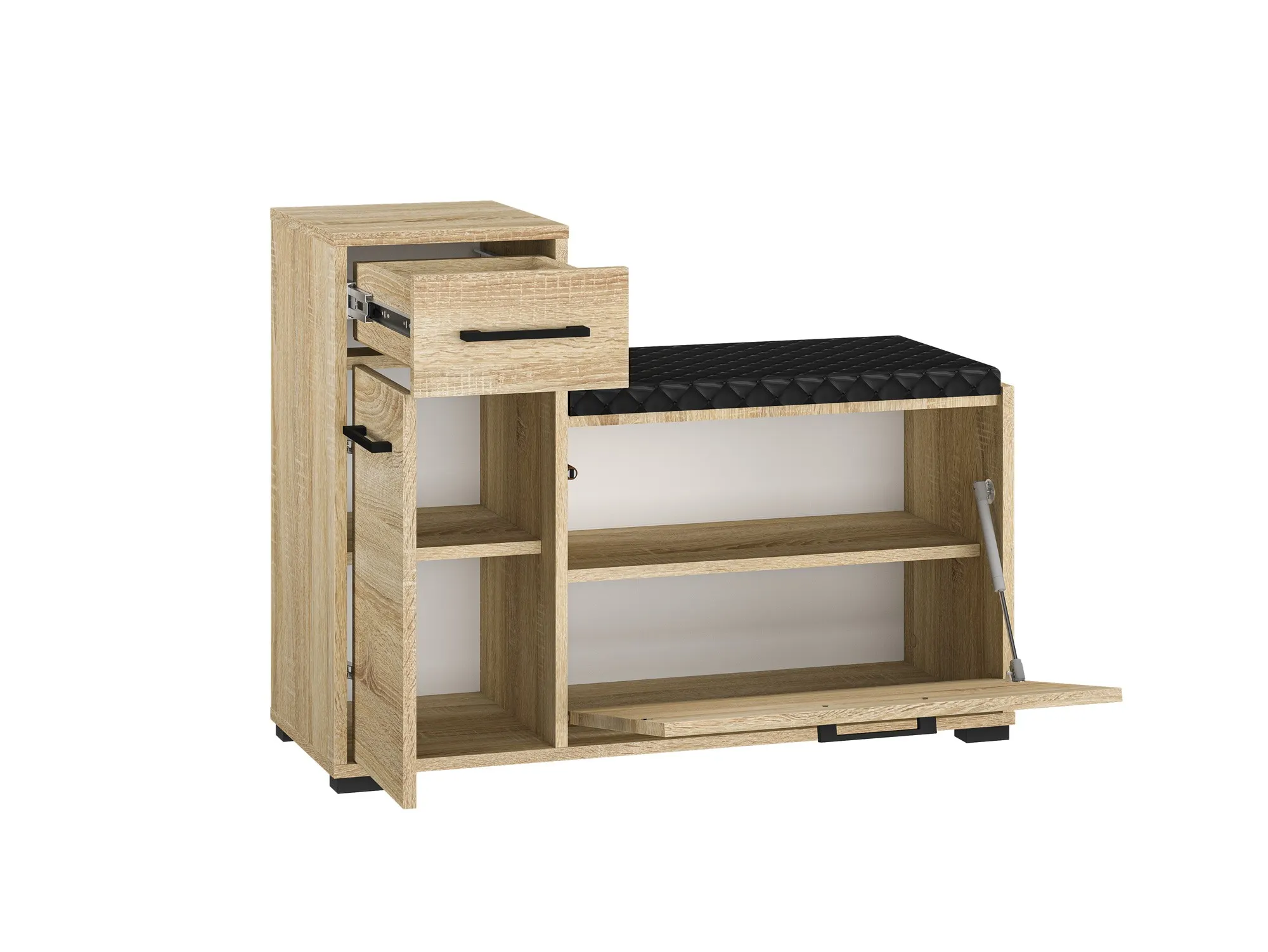 Szafka na buty z siedziskiem i szafką wysoką CARO 06 Sonoma jasna 68x90x34