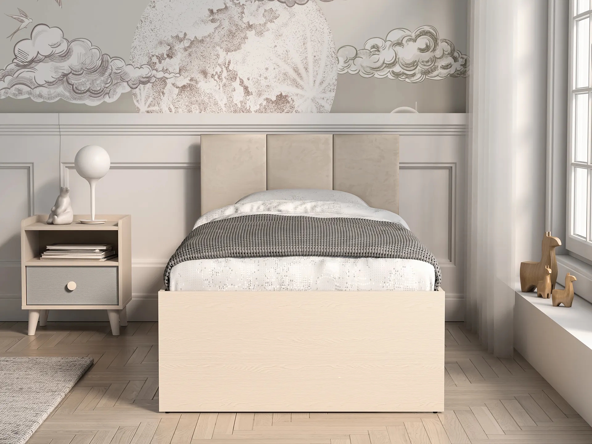 Łóżko z szufladą MEVEL 08 piasek pustyni, różowy - 1MEVE08-001