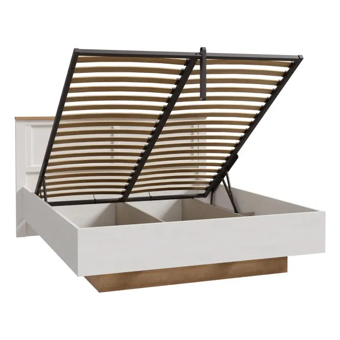 Łóżko ze stelażem CHISBURY 160x200 - dąb riviera, modrzew jasny sibu - BHLL3162-M482