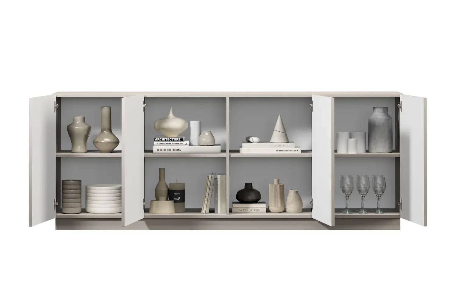 Komoda 4-drzwoiowa LORINI 200 - cashmere gałka czarna cokół - B_166748