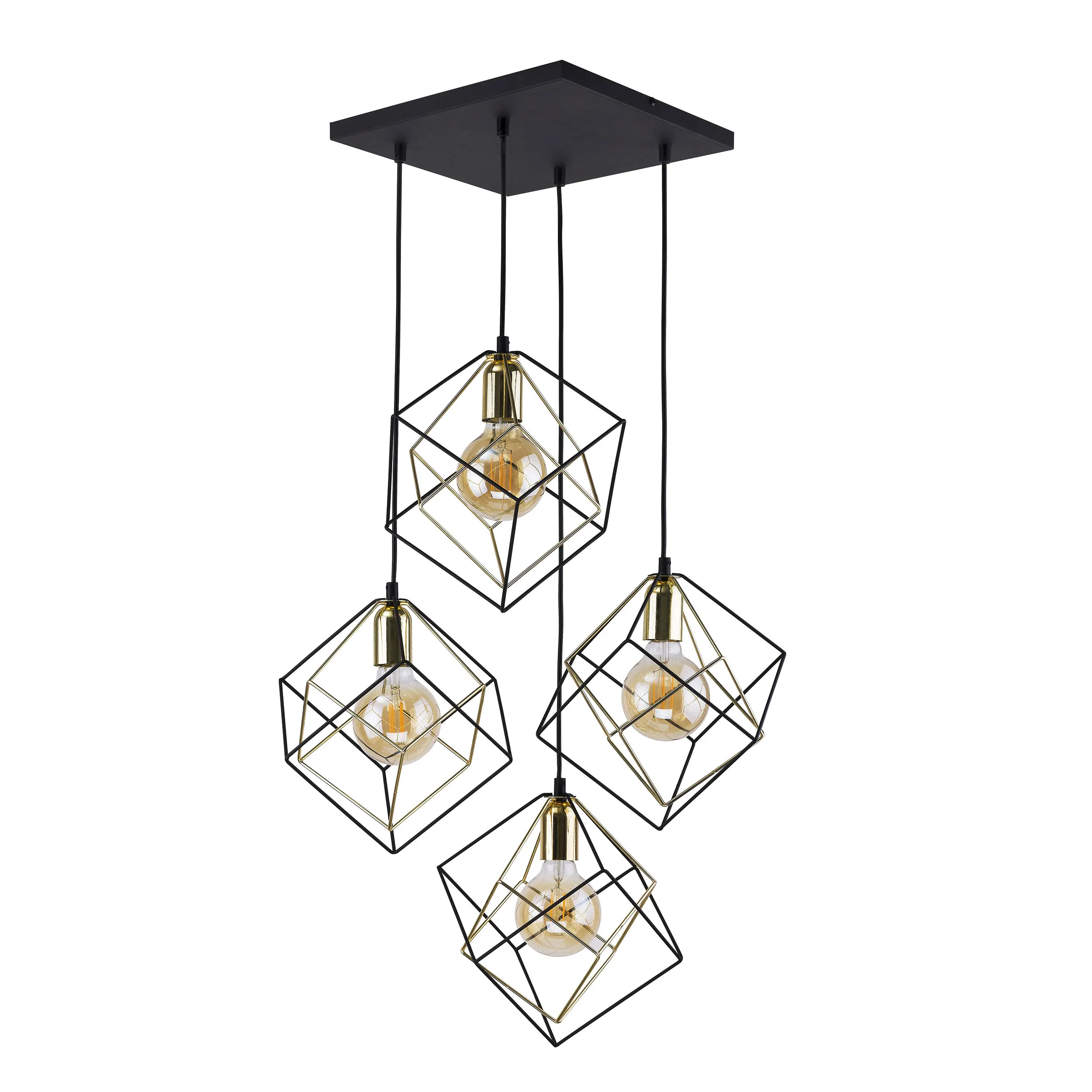 Lampa wisząca ALAMBRE czarna ze złotymi elementami 140x53x50cm