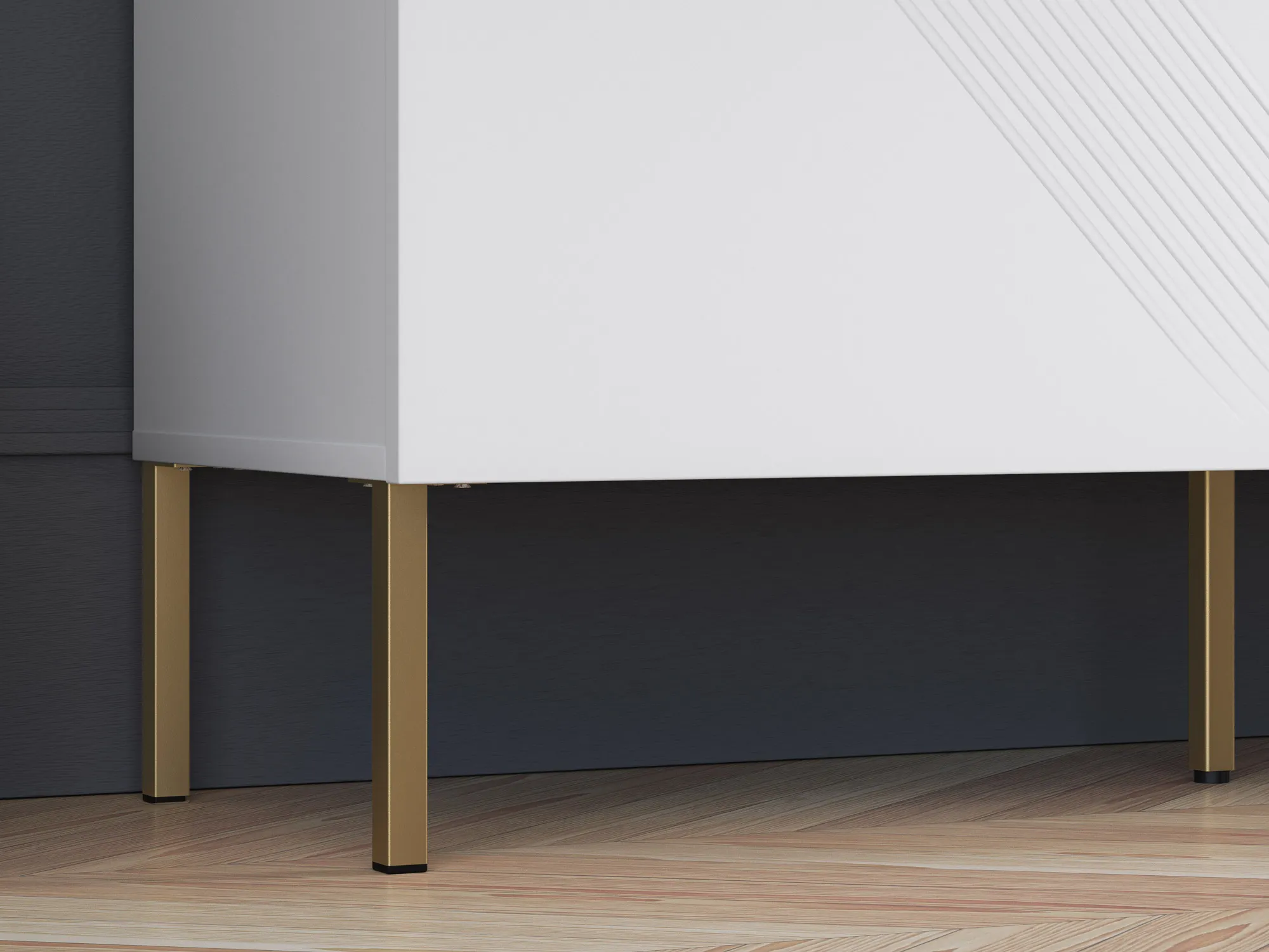 Komoda 3-drzwiowa CLEARING 02 biały alpejski, noga-złoty - 1CLEA02-001-04