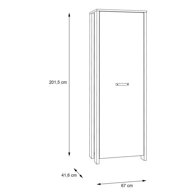 Szafa CLIF 1-drzwiowa 67 cm, old wood vintage, beton - CLFS711-C546