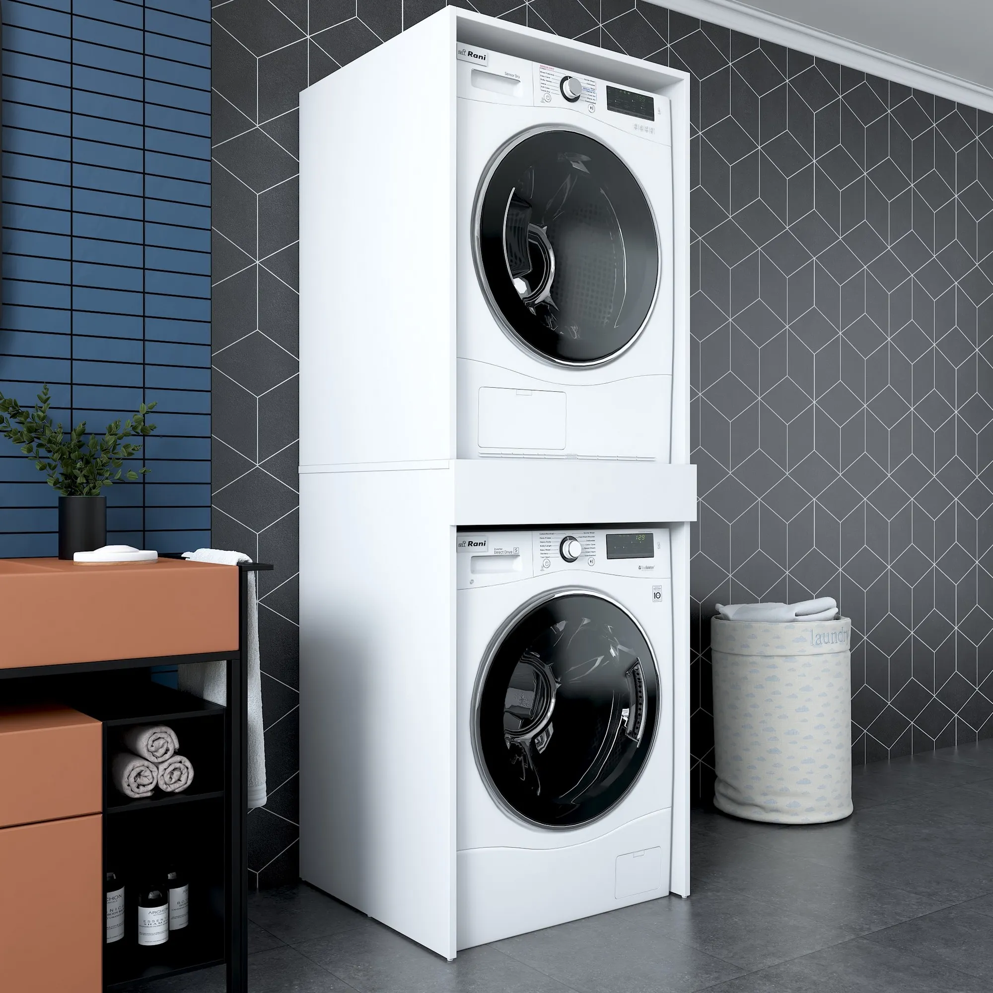 Zabudowa na pralkę i suszarkę KD113 biała - ASI_893RAN4989