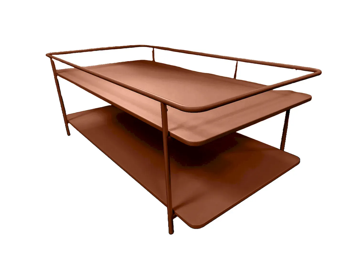 Stolik kawowy metalowy YUBA z półką 55x110 cm - ceglasty Stolik kawowy metalowy YUBA z półką 55x110 cm - ceglasty