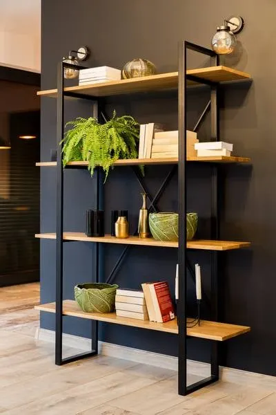 Regał dębowo-metalowy RG370 Naturalny 130x180 DREWMAX - 33492