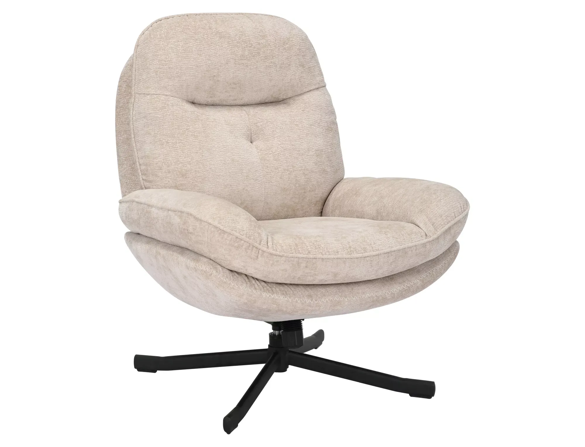 Fotel obrotowy wypoczynkowy HARPER beżowy z czarnymi nogami