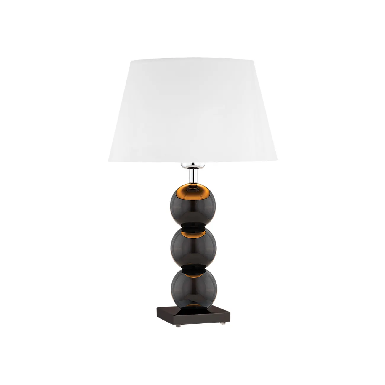 Lampa stołowa FUDŻI szklana czarna z białym abażurem 55x30cm