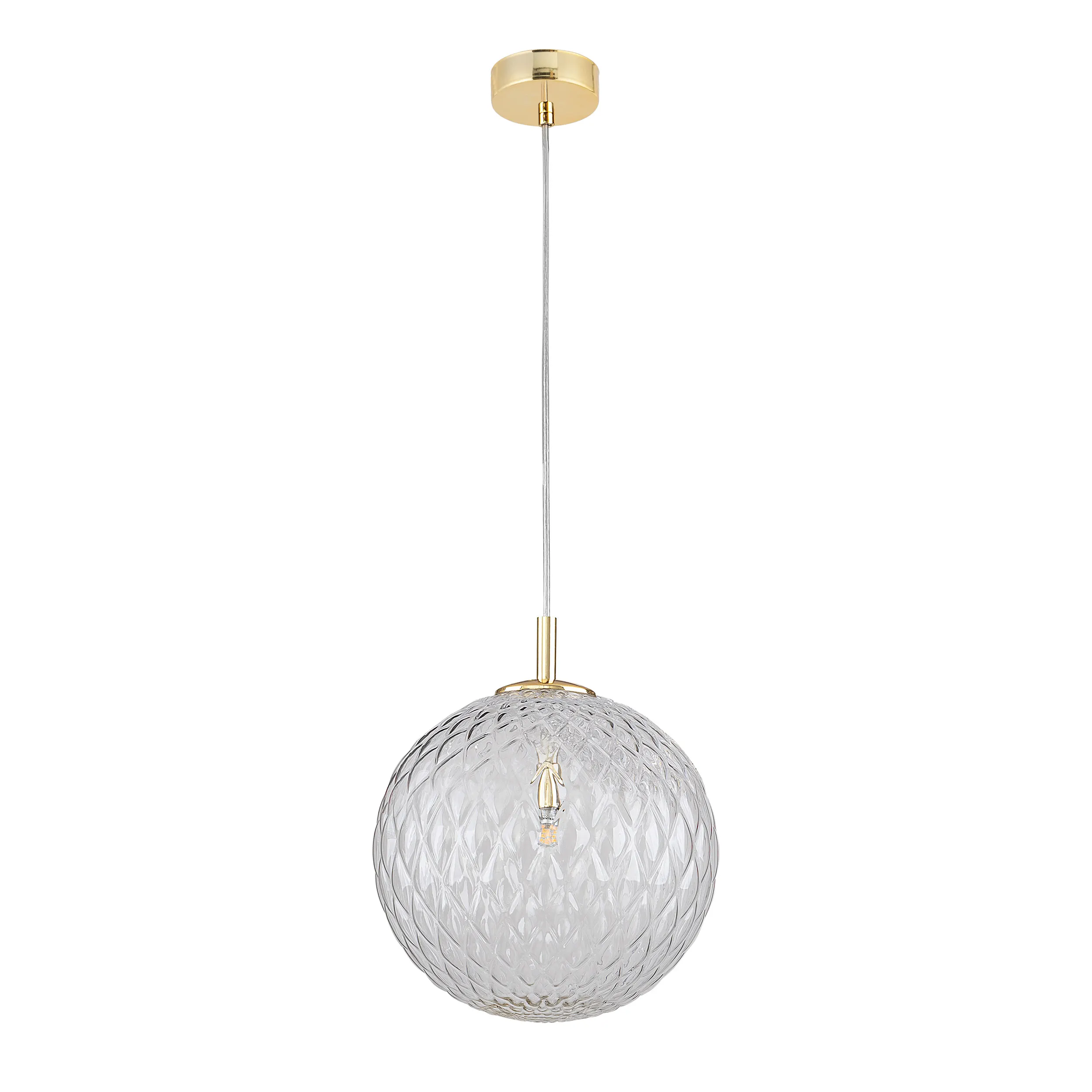 Lampa wisząca CADIX złota transparentny okrągły klosz z kryształu 220x30cm