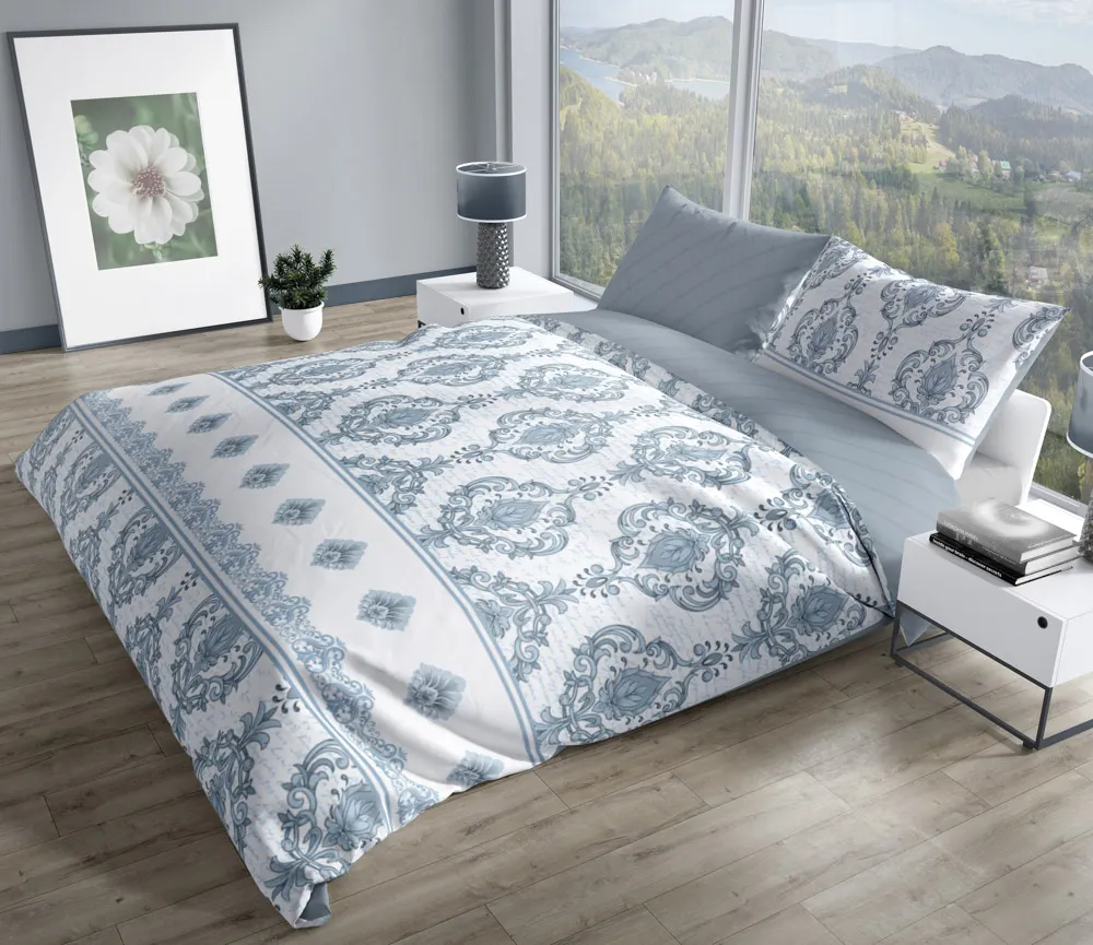 Pościel komplet PURE SATEEN 013 satyna bawełniana 160X200+2x70X80 niebieski - FARO_27917