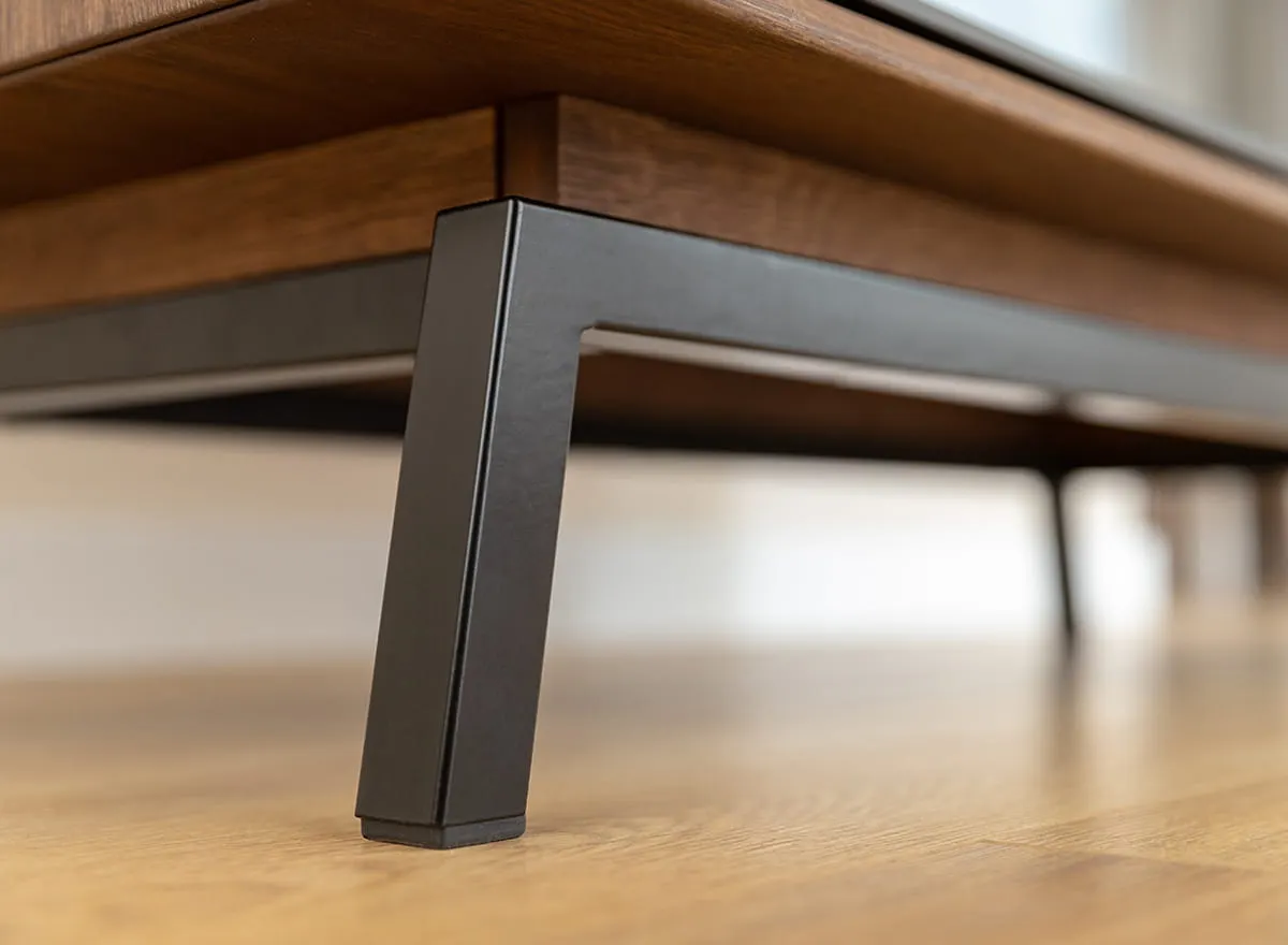 Komoda dębowa MODERN LOFT z przeszklonym barkiem - tabacco - PLMOL01ST