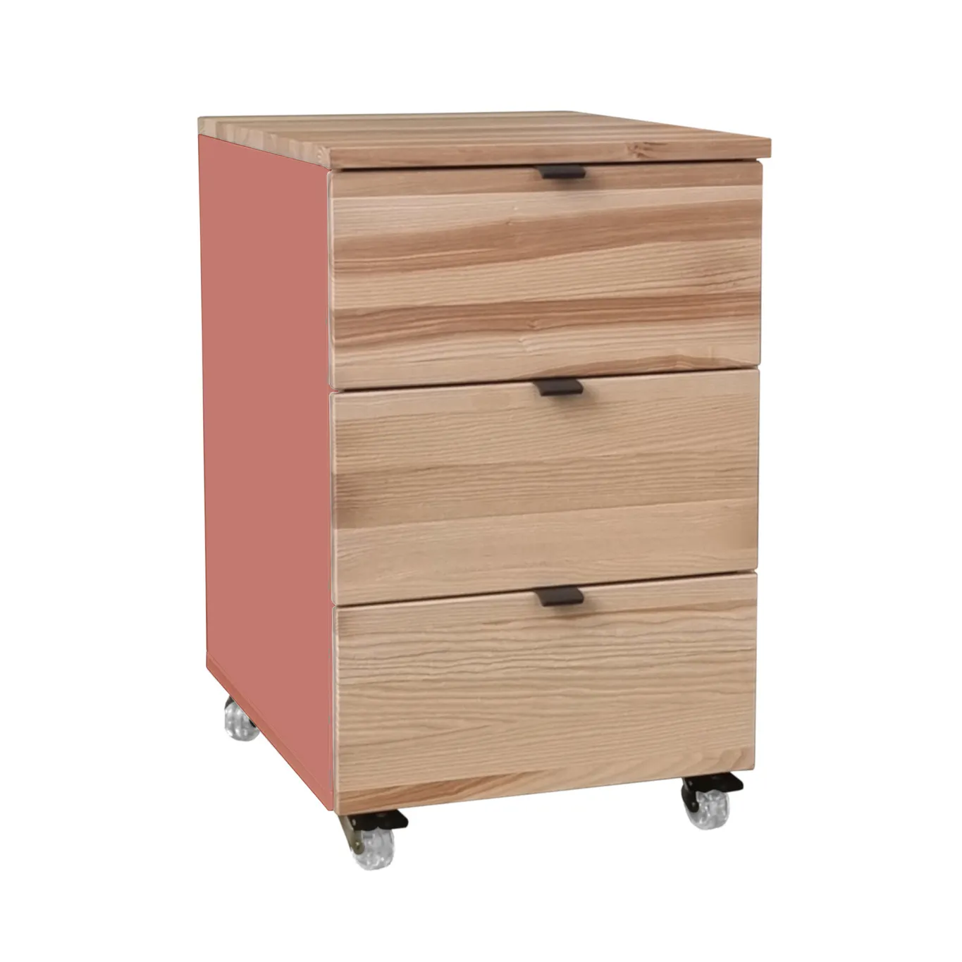 Kontenerek pod biurko z szufladami LUKA na kółkach 41x50 koralowy/naturalny jesion Szuflada, Meble, Szafka, Skrzynka pocztowa