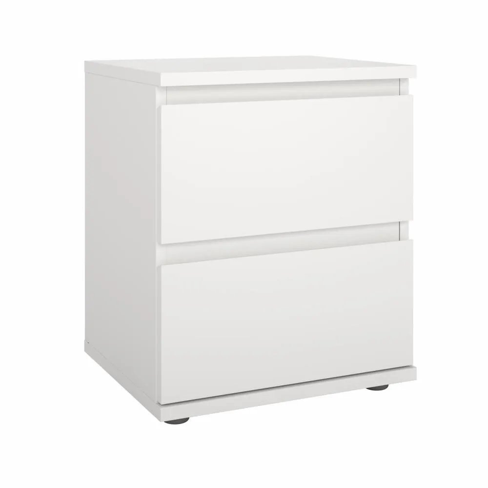 image szafka nocna, szafka z szufladami, biały kolor, mebel sypialniany, design minimalistyczny
