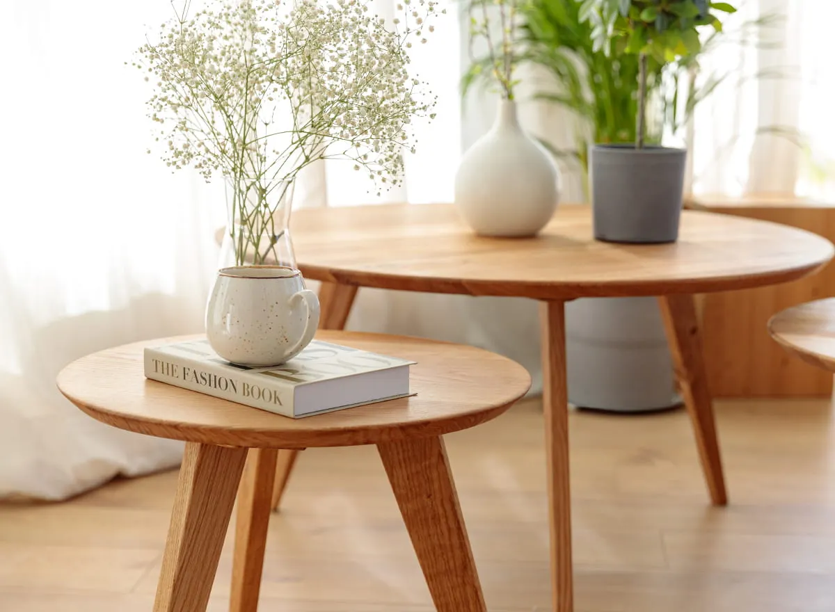 Stolik kawowy dębowy ORBETELLO okrągły 50 cm - dąb olejowany - 3SORB50