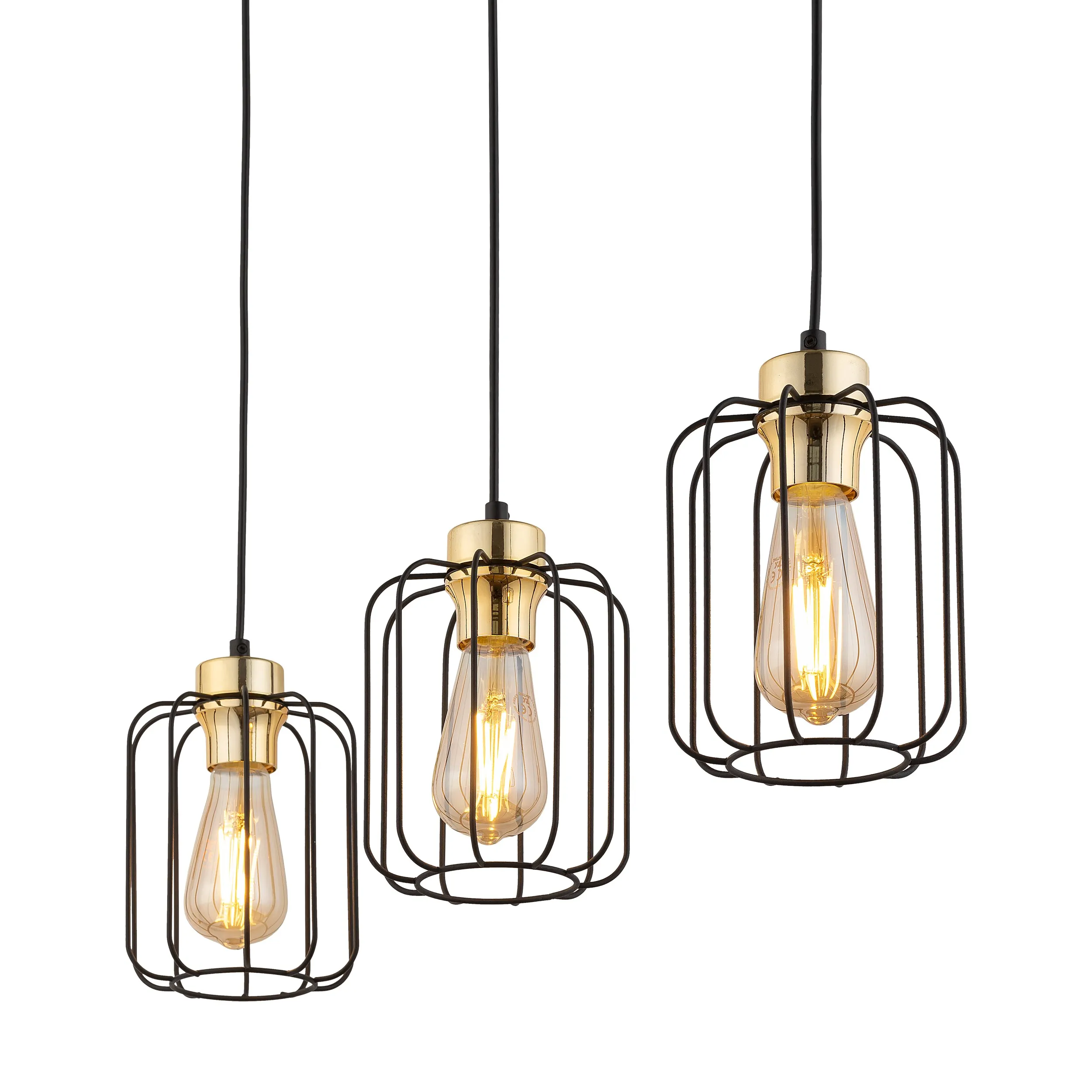 Lampa wisząca GALAXY czarna ze złotymi elementami na listwie metalowej 120x74x15cm - TK_4716