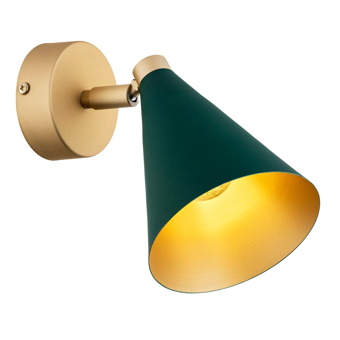 Kinkiet / Plafon LUCINDA metalowy złoty zielony regulowany 18x12cm Kinkiet / Plafon LUCINDA metalowy złoty zielony regulowany 18x12cm