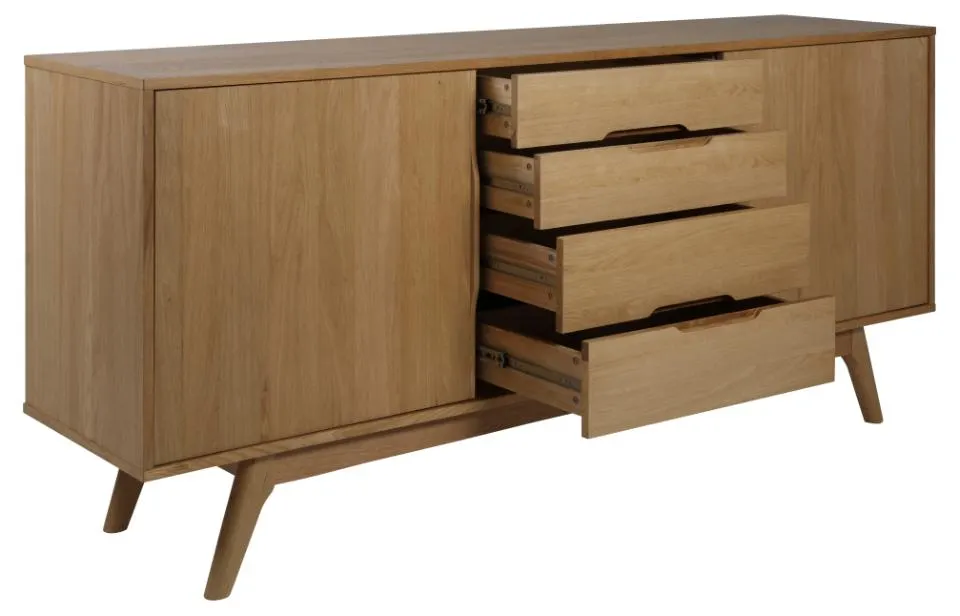 Komoda 2-drzwiowa z 4 szufladami ANAIS 180x44x84 Fornir dębowy olejowany