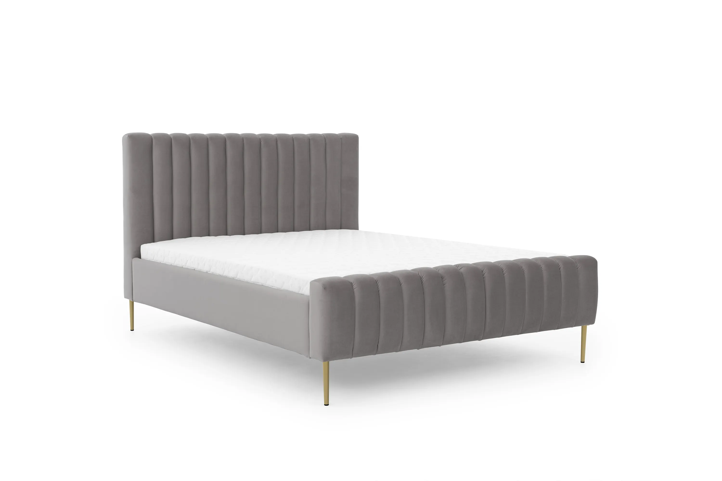Łóżko Nicole / 140x200 / Velluto 15 / złote nogi - szary Łóżko Nicole / 140x200 / Velluto 15 / złote nogi - szary