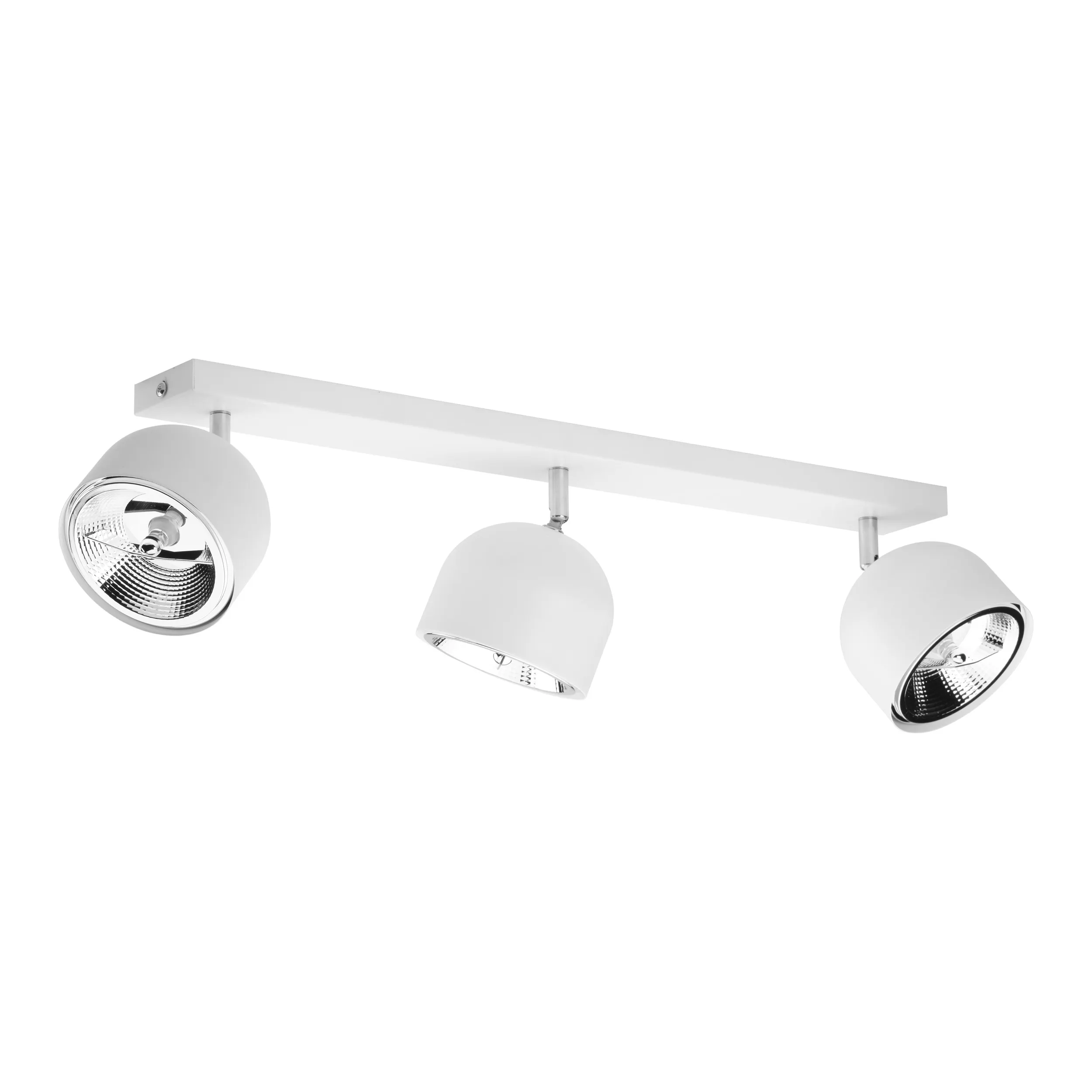 Lampa sufitowa ALTEA biała z chromowanymi elementami na metalowej listwie + komplet żarówek 72x22x17cm