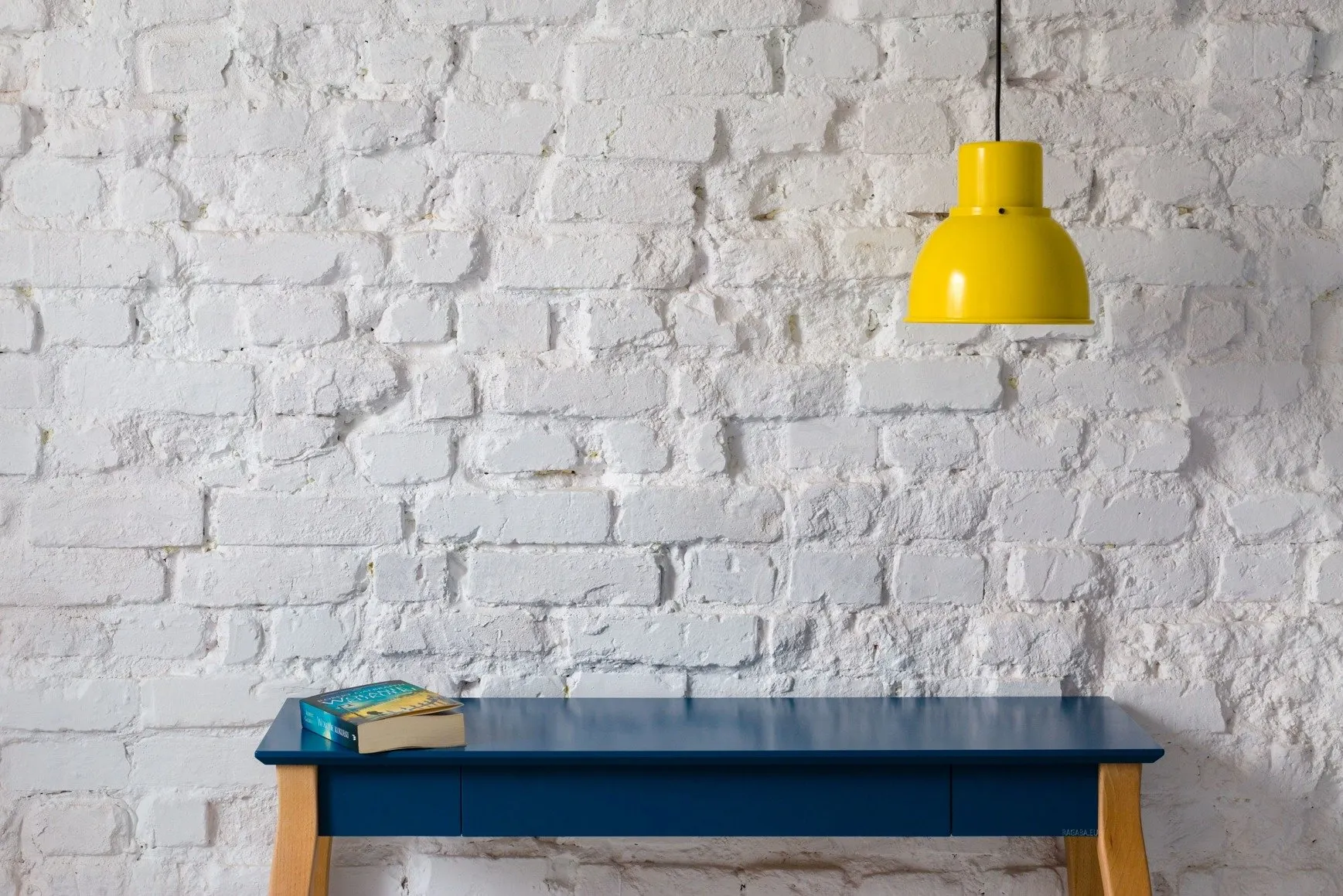 Biurko z szufladą LILLO 105x40 petrol blue/drewniane nogi - RAGABAWDLIL314