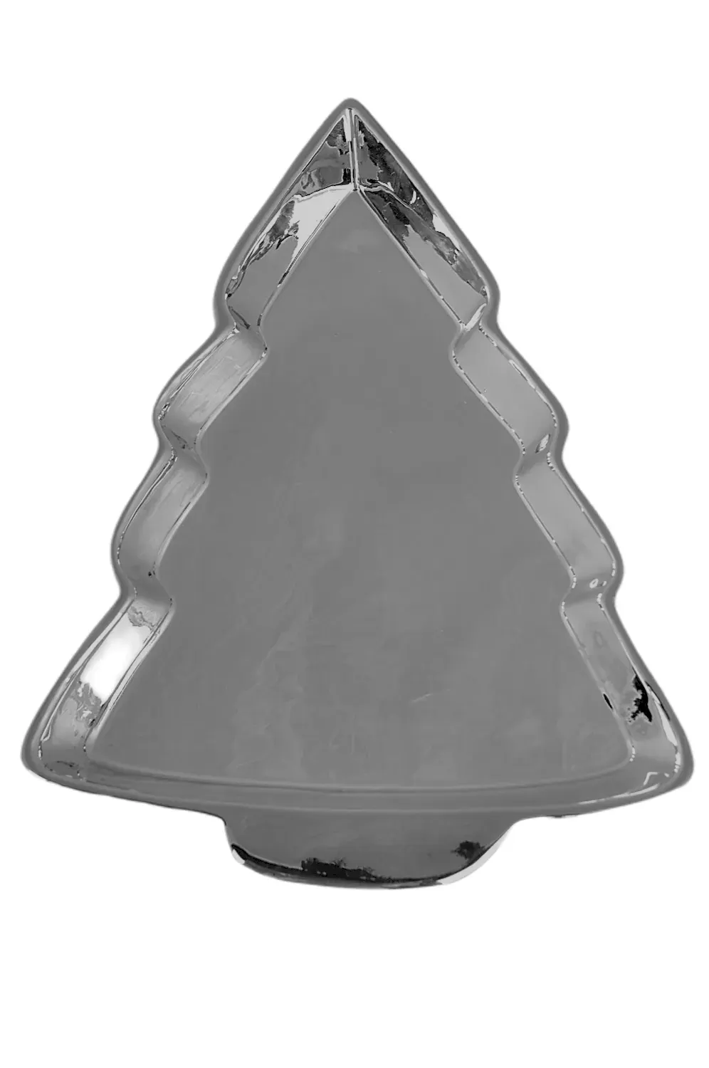Talerz ceramiczny CHOINKA SREBRNA mały srebrny