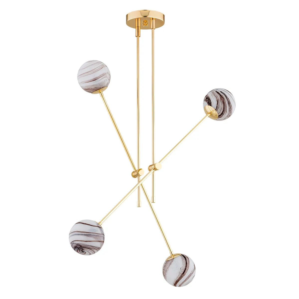 Lampa wisząca ABSOS metalowa złoto biało-brązowy marmur 86x95 cm - 1840