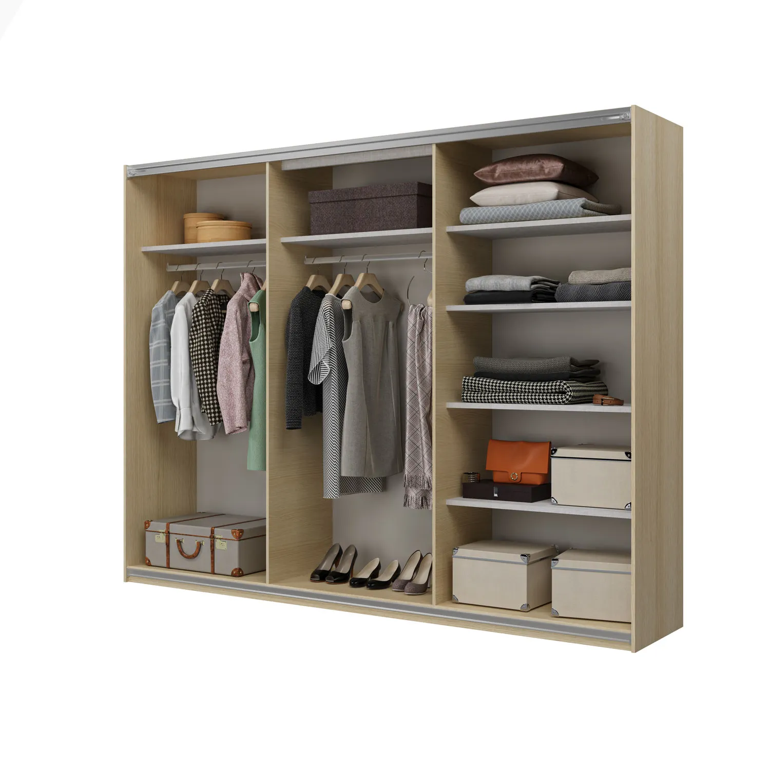 Szafa 3-drzwiowa CUBE drzwi przesuwne 270x210 dąb lindberg - 24LGOF69