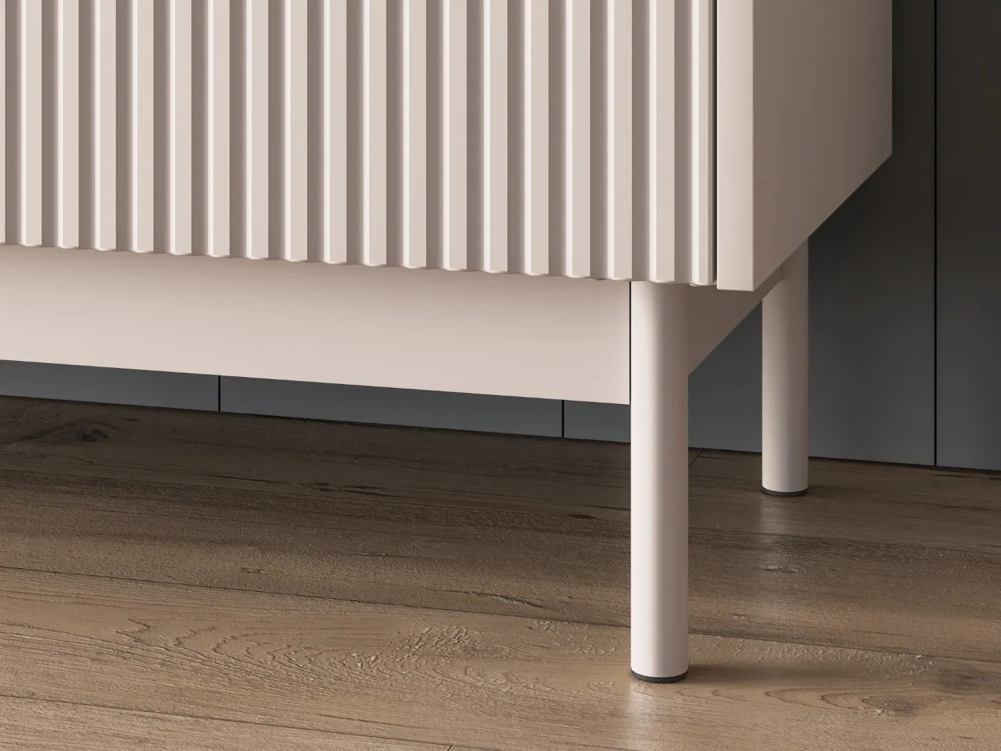 Szafka RTV z szufladami DUNEA 154x55 ryflowana kaszmir - dąb cremona - 1DUNE07-001