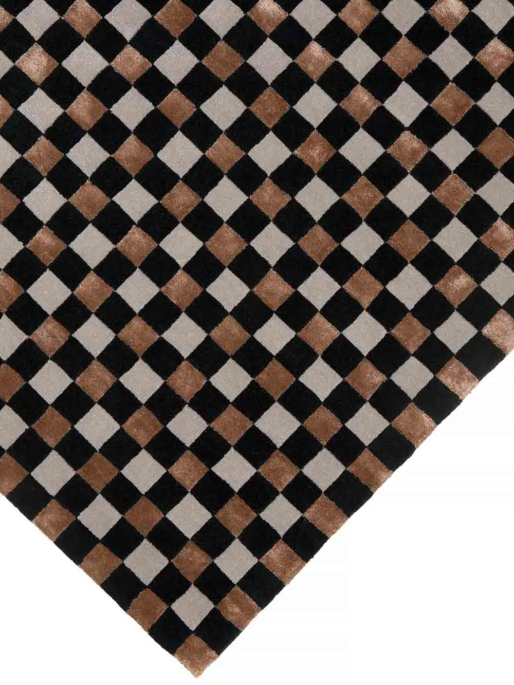 image kolorowy dywan, wzór karo, geometryczny, czarny beżowy brązowy, dywan prostokątny