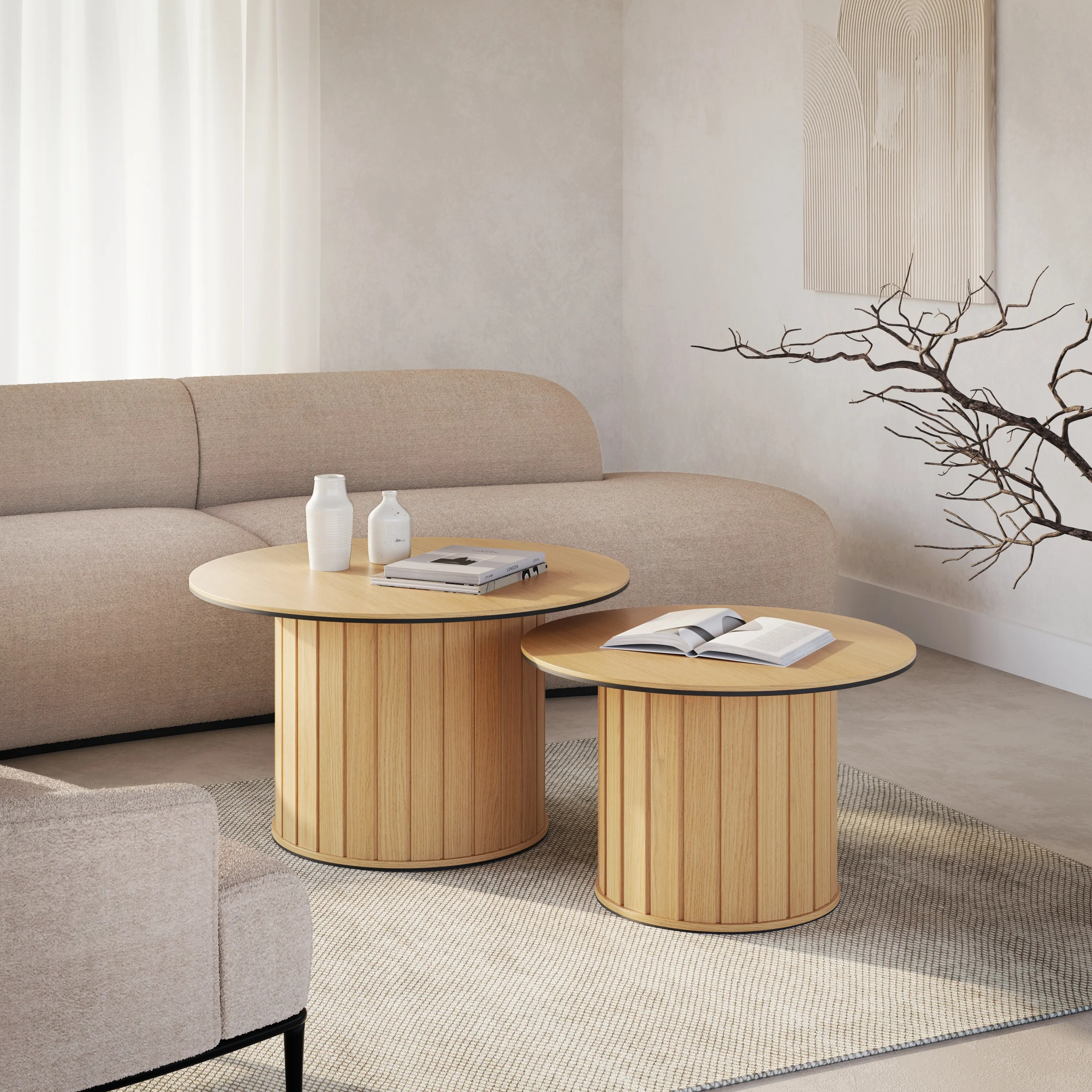 Stolik kawowy Rotto RT-08 80cm dąb vincenza/eukaliptus - RT8DE