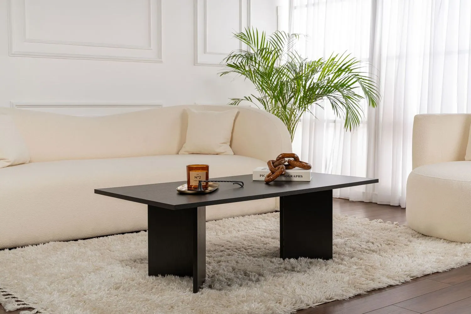 Stolik kawowy SABIN 60x119 cm czarny efekt drewna — zdjęcie 7